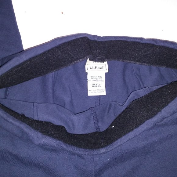 L.L. Bean Pants Stretch Size 10 Regular Solid Navy Blue Cotton Spandex Waist Uns - Picture 8 of 8
